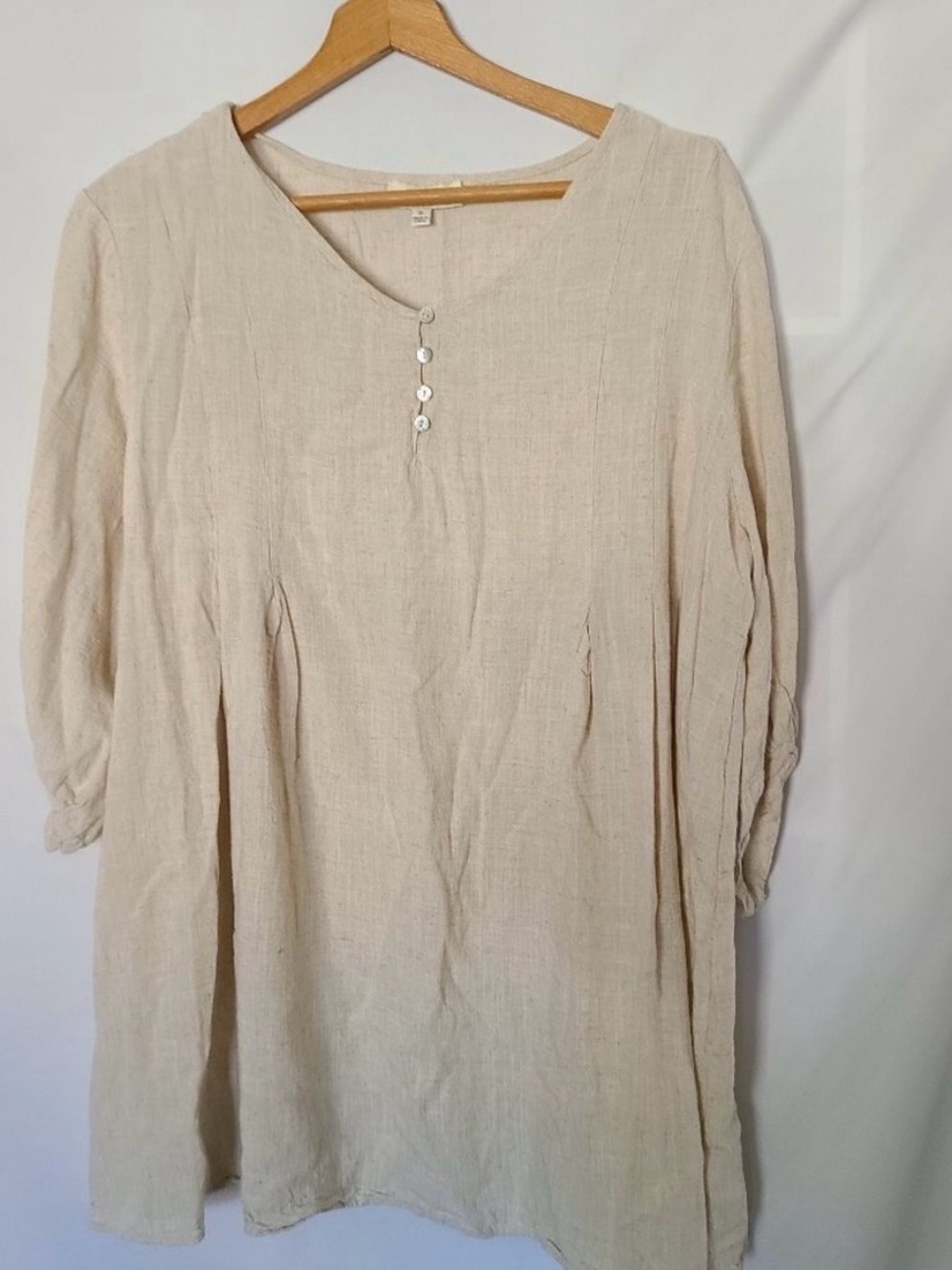 Umgee Linen Blend Pintuck‎ Tunic Length Top Size XL